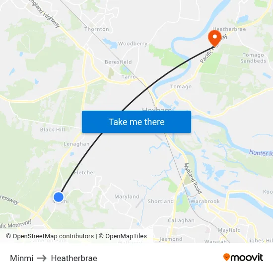 Minmi to Heatherbrae map