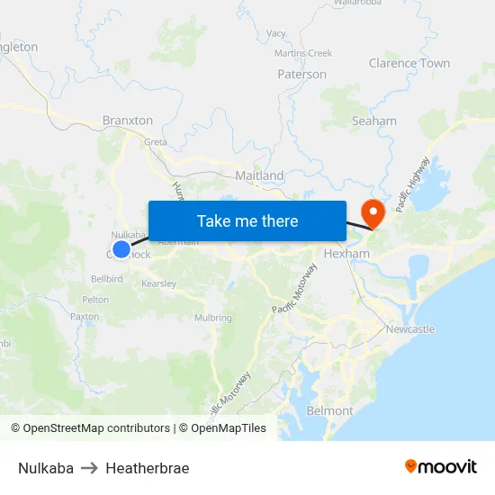 Nulkaba to Heatherbrae map