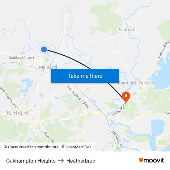 Oakhampton Heights to Heatherbrae map