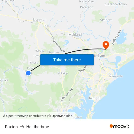 Paxton to Heatherbrae map