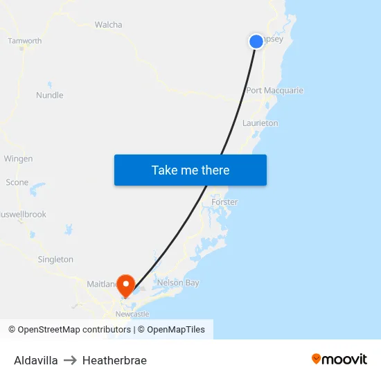 Aldavilla to Heatherbrae map