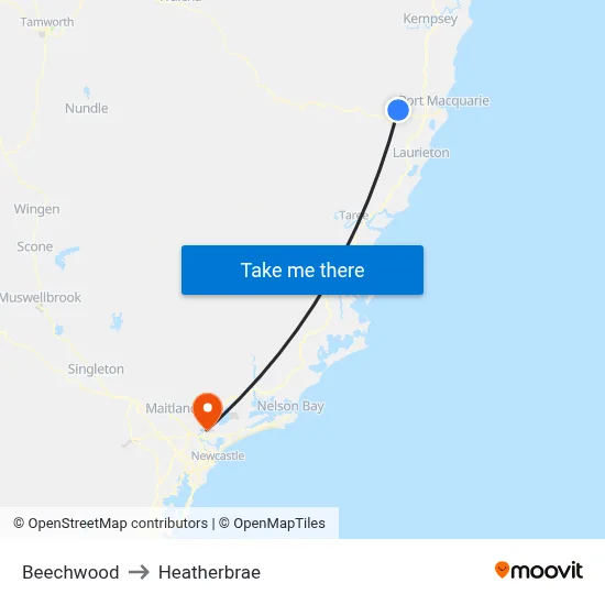 Beechwood to Heatherbrae map