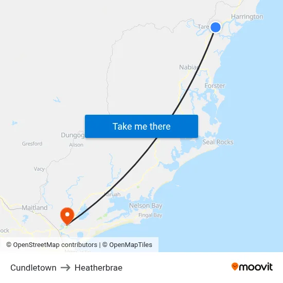 Cundletown to Heatherbrae map