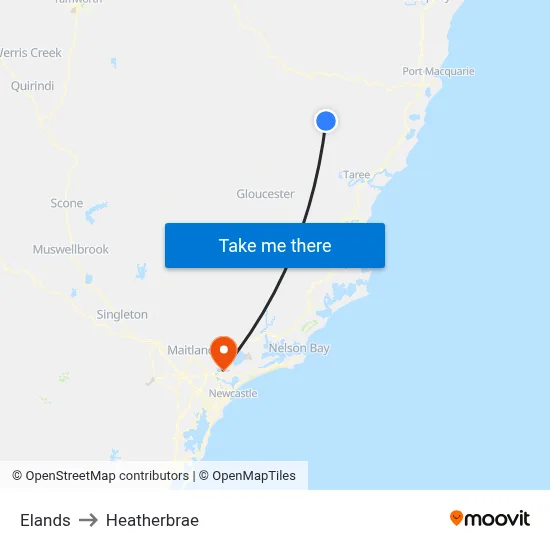 Elands to Heatherbrae map