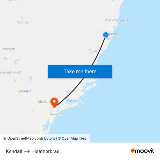 Kendall to Heatherbrae map