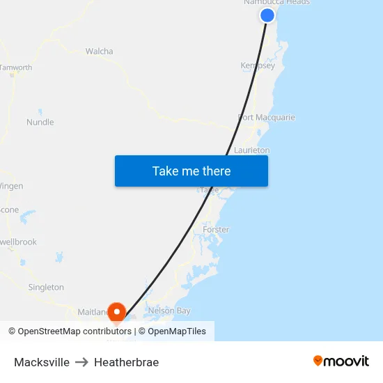 Macksville to Heatherbrae map