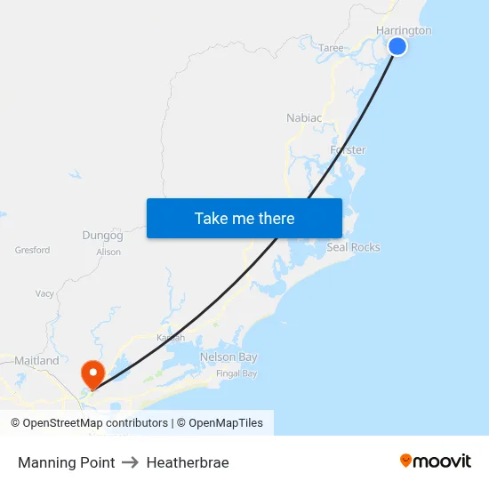 Manning Point to Heatherbrae map
