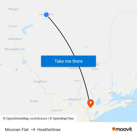 Moonan Flat to Heatherbrae map