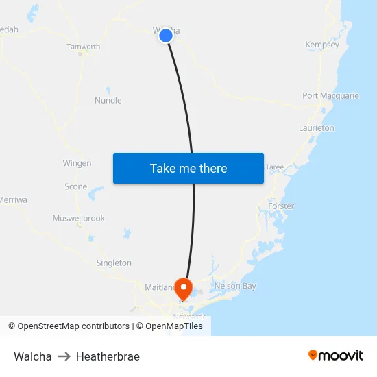 Walcha to Heatherbrae map