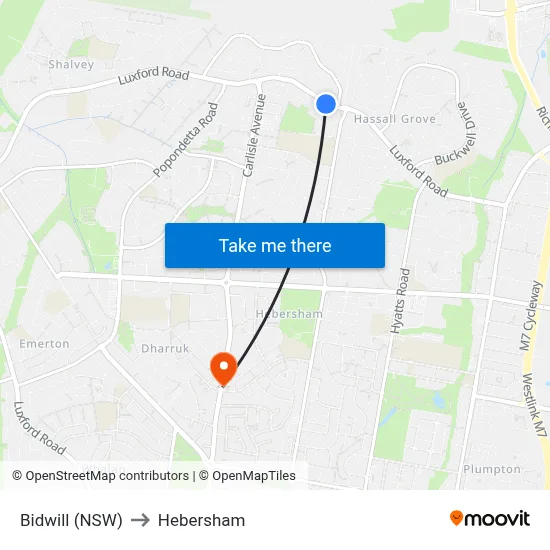 Bidwill (NSW) to Hebersham map