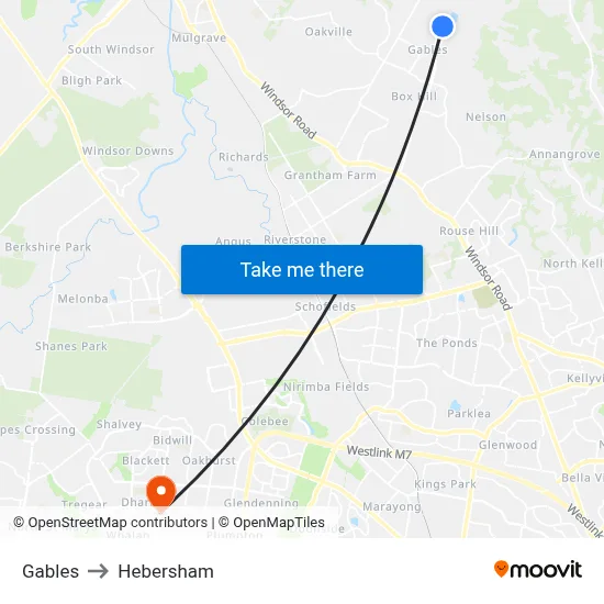 Gables to Hebersham map
