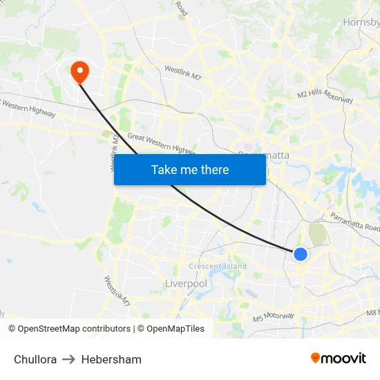 Chullora to Hebersham map