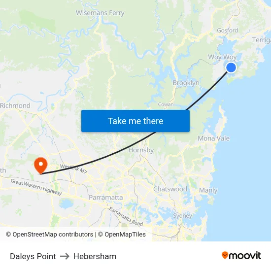 Daleys Point to Hebersham map