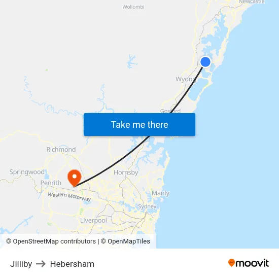 Jilliby to Hebersham map