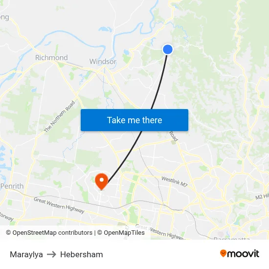 Maraylya to Hebersham map