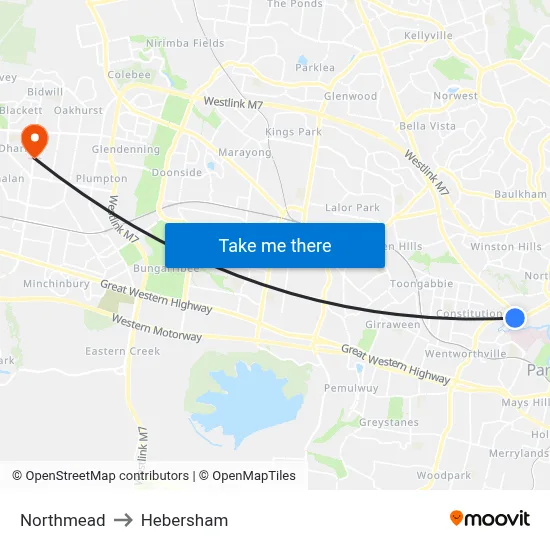 Northmead to Hebersham map