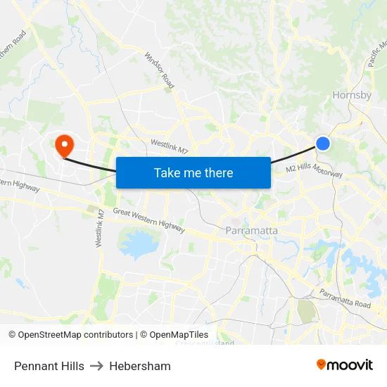Pennant Hills to Hebersham map