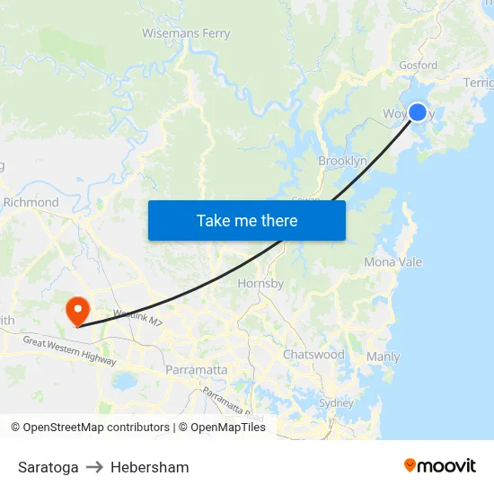 Saratoga to Hebersham map