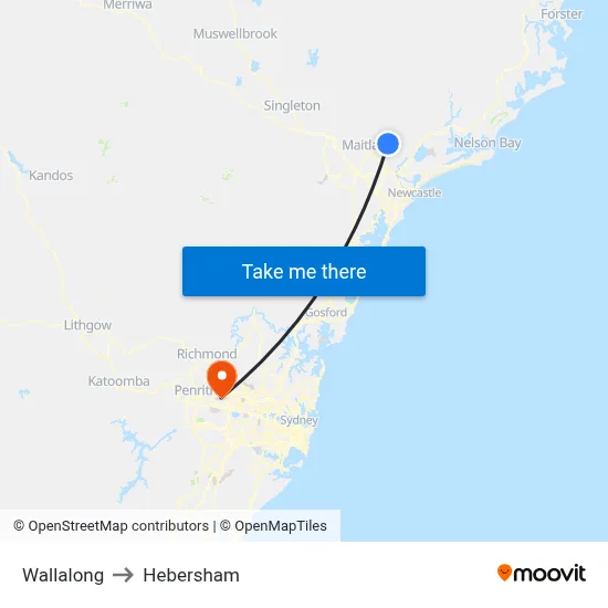 Wallalong to Hebersham map