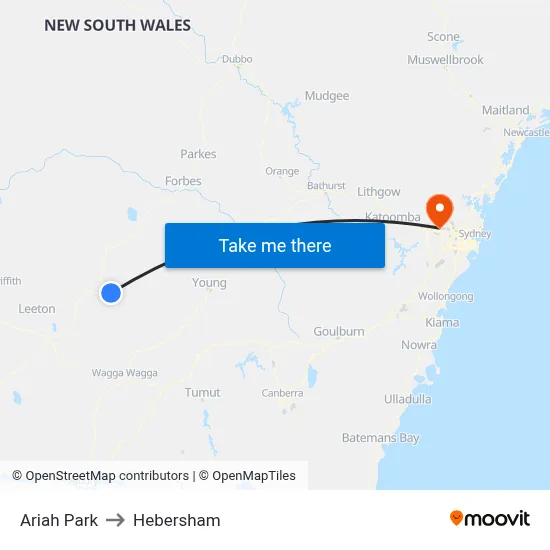 Ariah Park to Hebersham map