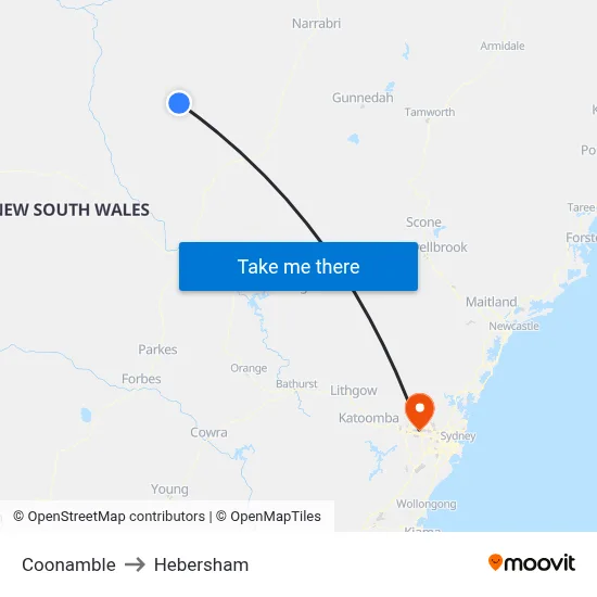 Coonamble to Hebersham map