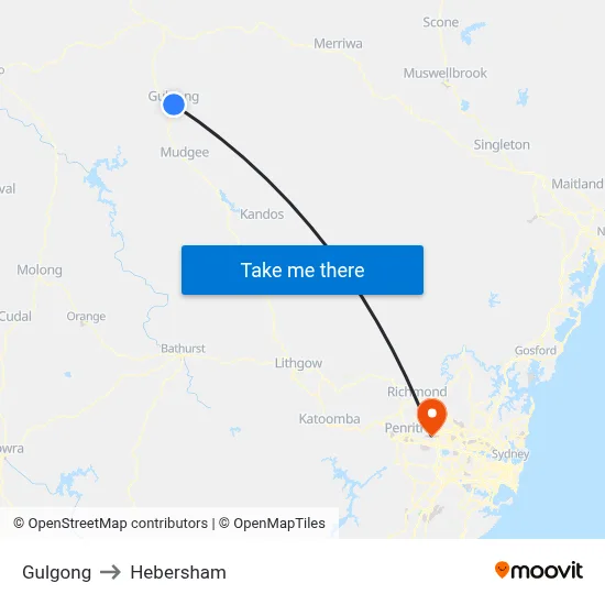 Gulgong to Hebersham map