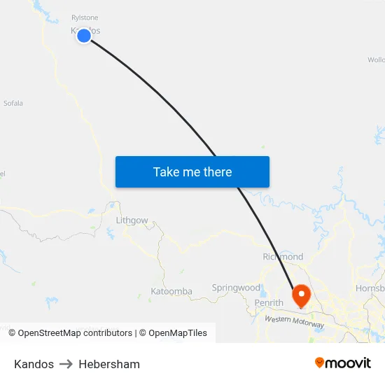 Kandos to Hebersham map