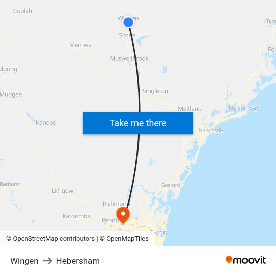 Wingen to Hebersham map