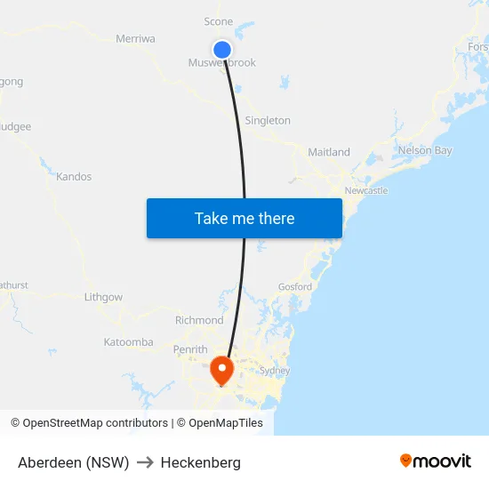Aberdeen (NSW) to Heckenberg map
