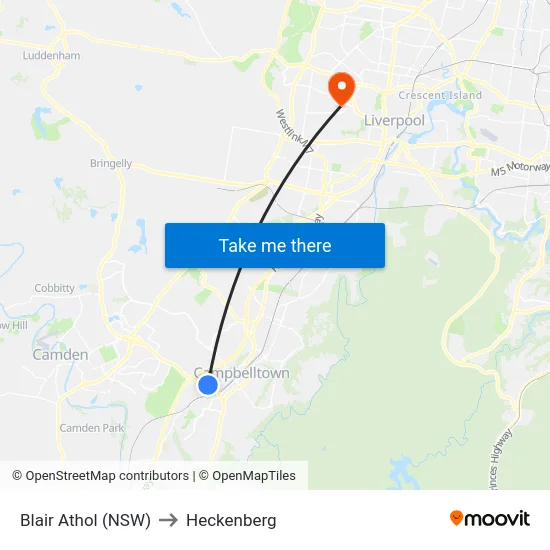 Blair Athol (NSW) to Heckenberg map