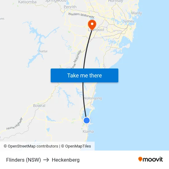 Flinders (NSW) to Heckenberg map