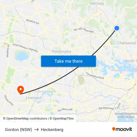 Gordon (NSW) to Heckenberg map