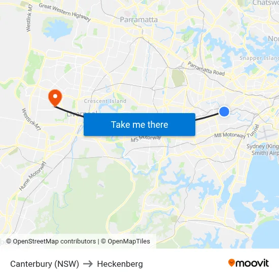 Canterbury (NSW) to Heckenberg map