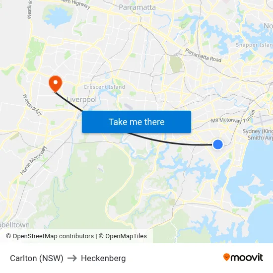 Carlton (NSW) to Heckenberg map