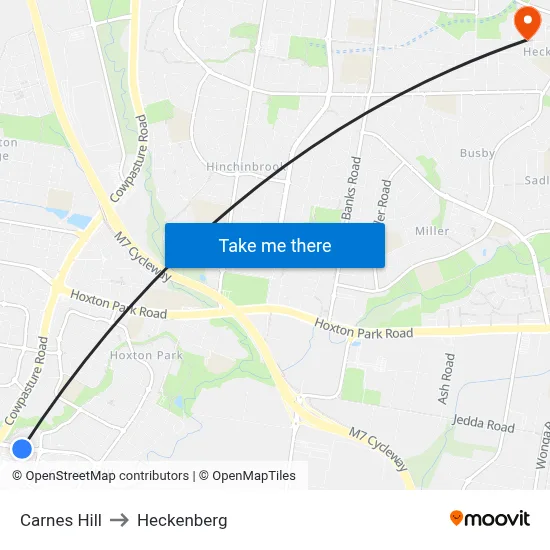 Carnes Hill to Heckenberg map
