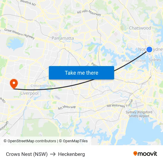 Crows Nest (NSW) to Heckenberg map