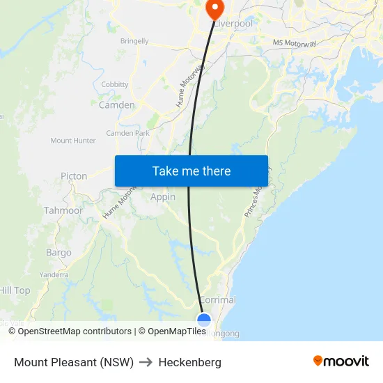 Mount Pleasant (NSW) to Heckenberg map