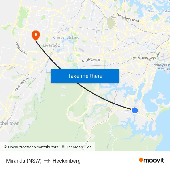 Miranda (NSW) to Heckenberg map