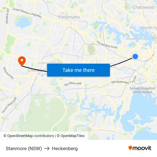 Stanmore (NSW) to Heckenberg map