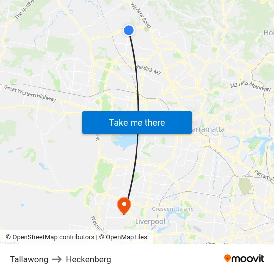 Tallawong to Heckenberg map