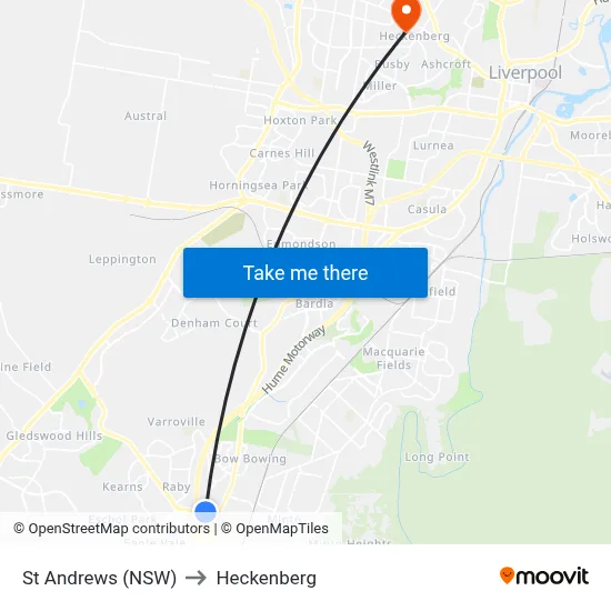 St Andrews (NSW) to Heckenberg map