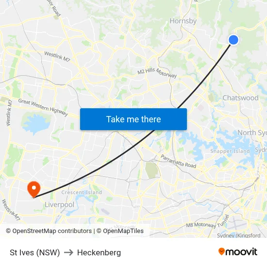 St Ives (NSW) to Heckenberg map