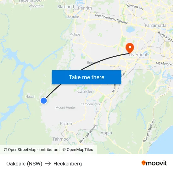 Oakdale (NSW) to Heckenberg map