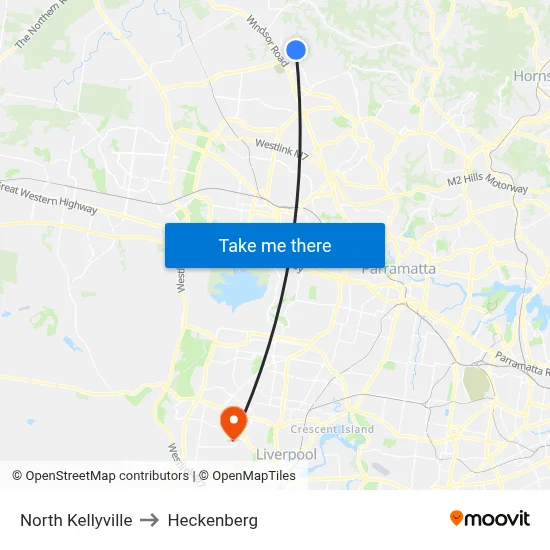 North Kellyville to Heckenberg map