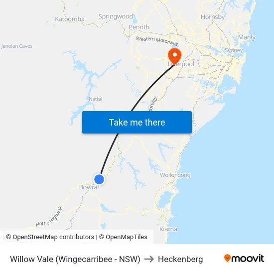 Willow Vale (Wingecarribee - NSW) to Heckenberg map