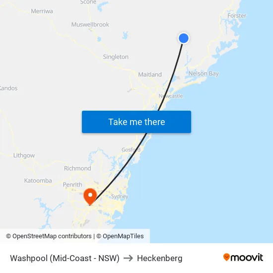 Washpool (Mid-Coast - NSW) to Heckenberg map