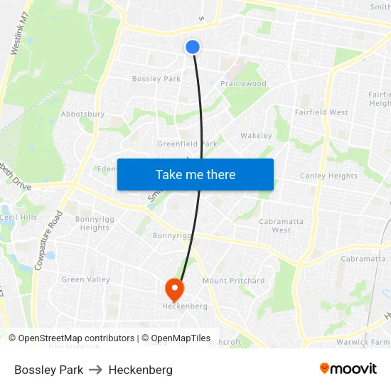 Bossley Park to Heckenberg map