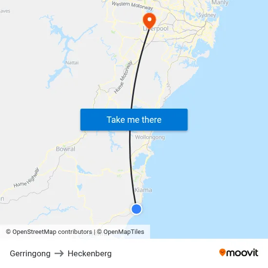 Gerringong to Heckenberg map