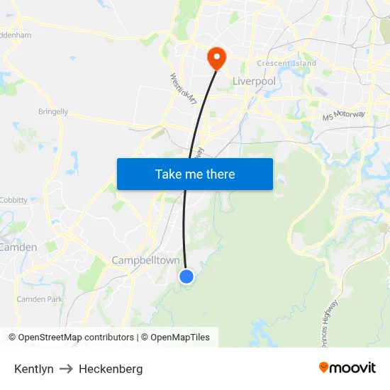 Kentlyn to Heckenberg map