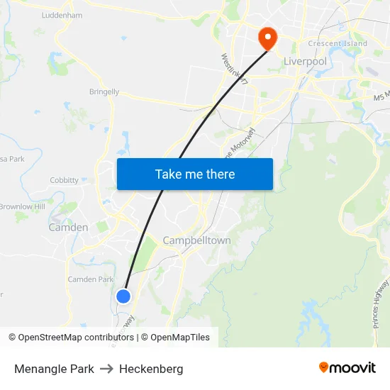 Menangle Park to Heckenberg map